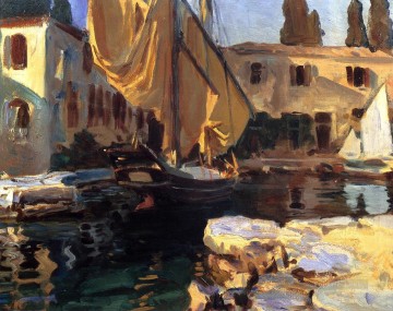 San Vigilio A Boat with Golden Sail boat John Singer Sargent Oil Paintings